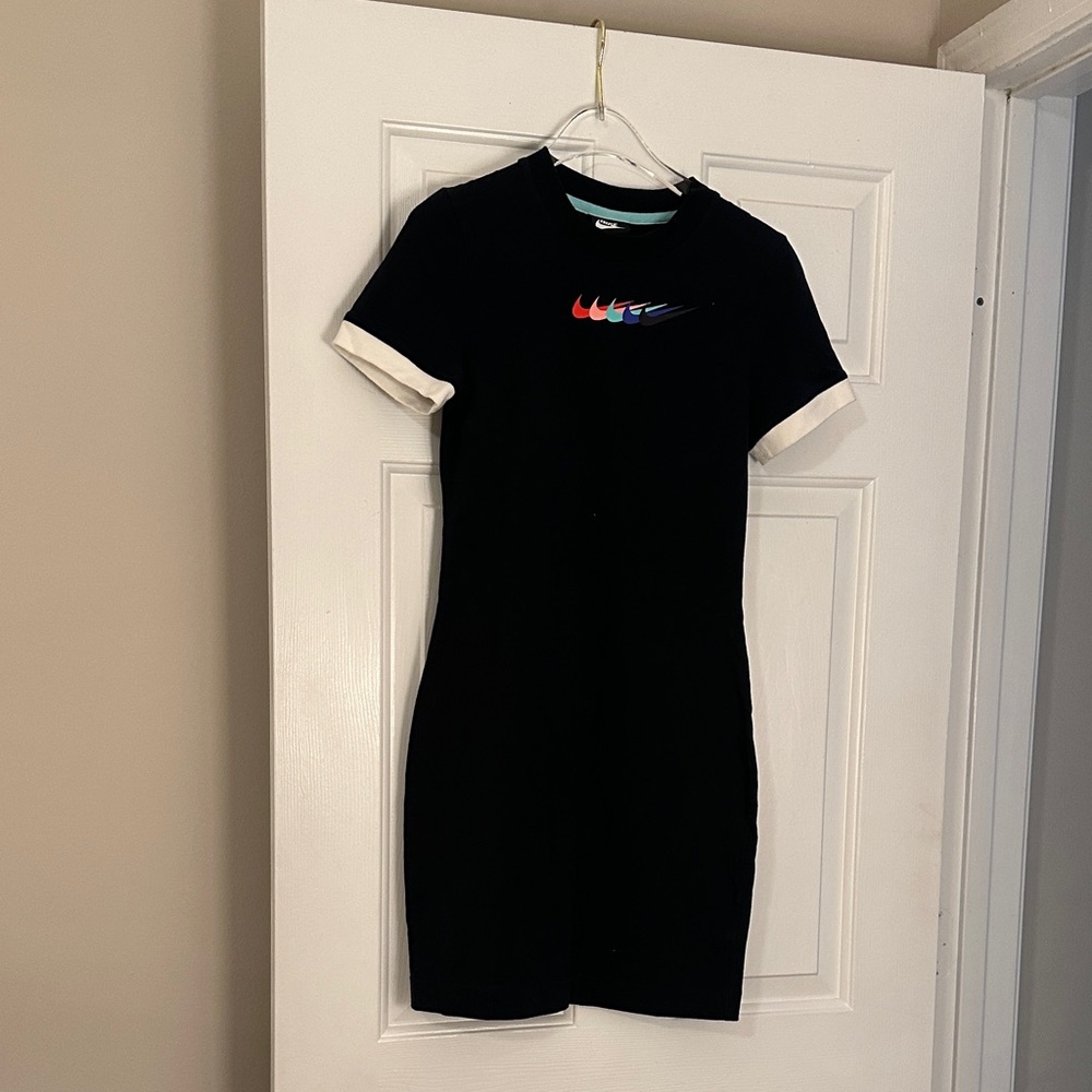 Nike Black Mini Dress with Multicolor Logo